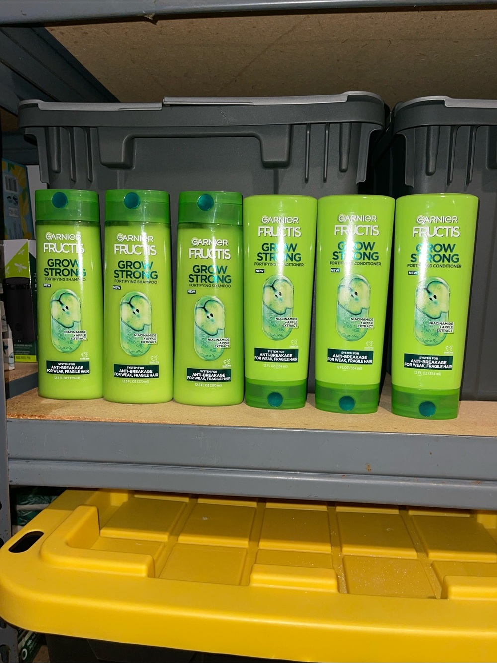 Lot of 6 Garnier Fructis Grow Strong Shampoo & Conditioner 12.5 fl oz